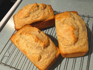 Three Loaves of Fresh Baked Bread